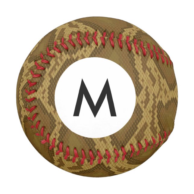 Pelota De Béisbol Monograma Cubierta de serpiente, patrón de reptici (Anverso izquierdo)
