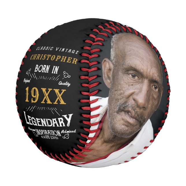 Pelota De Béisbol Monograma de cumpleaños personalizado Padre legend (Angular)