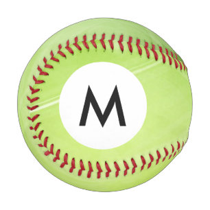 Pelota De Béisbol Monograma Diseño de luz verde al estilo de alta t