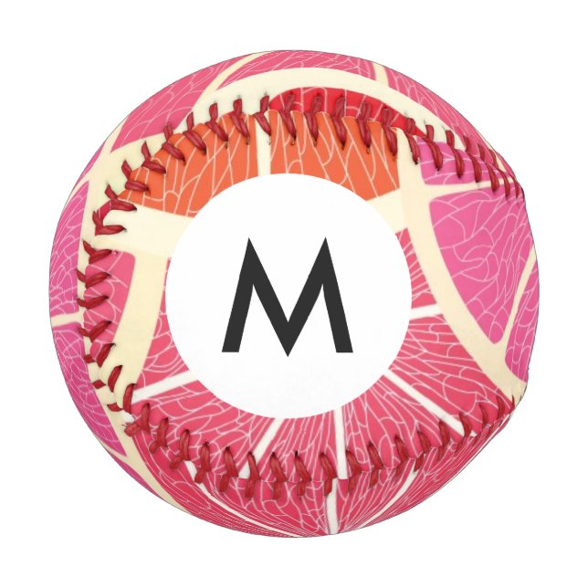 Pelota De Béisbol Monograma Fondo de cosecha de pomelo (Anverso izquierdo)