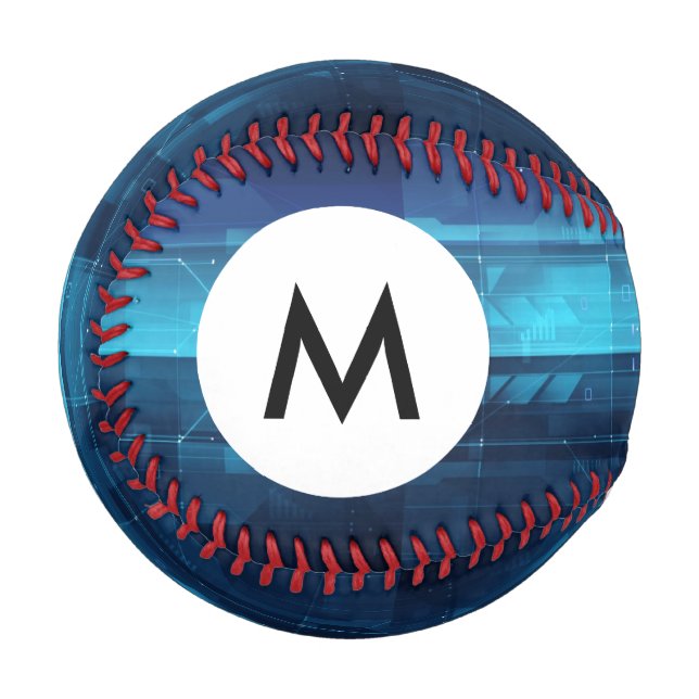 Pelota De Béisbol Monograma Fondo digital de alta tecnología (Anverso izquierdo)