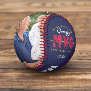 Pelota De Béisbol Monograma fotográfico del más valioso abuelo MVG P