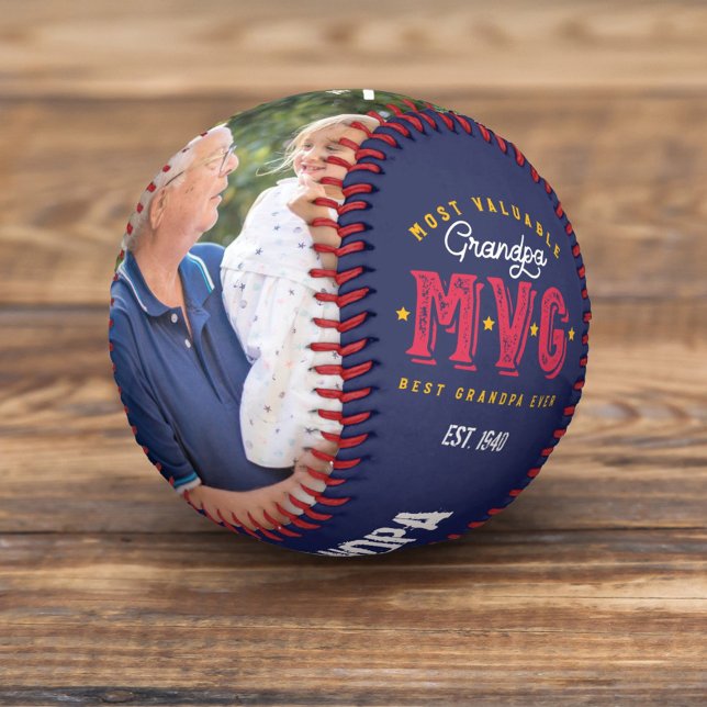Pelota De Béisbol Monograma fotográfico del más valioso abuelo MVG P (Subido por el creador)
