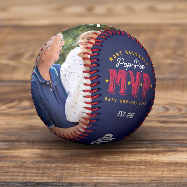 Pelota De Béisbol Monograma fotográfico más valioso del Pop-Pop MVP  (Subido por el creador)
