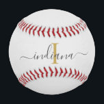 Pelota De Béisbol Monograma Gris dorado Nombre Tipografía<br><div class="desc">Nombre del guión del monograma gris dorado Tipografía moderna que puede editar fácilmente con su nombre e inicial haciendo clic en el botón "Personalizar". Cambie completamente los colores del texto y del fondo cuando seleccione el vínculo "Personalizar este".</div>