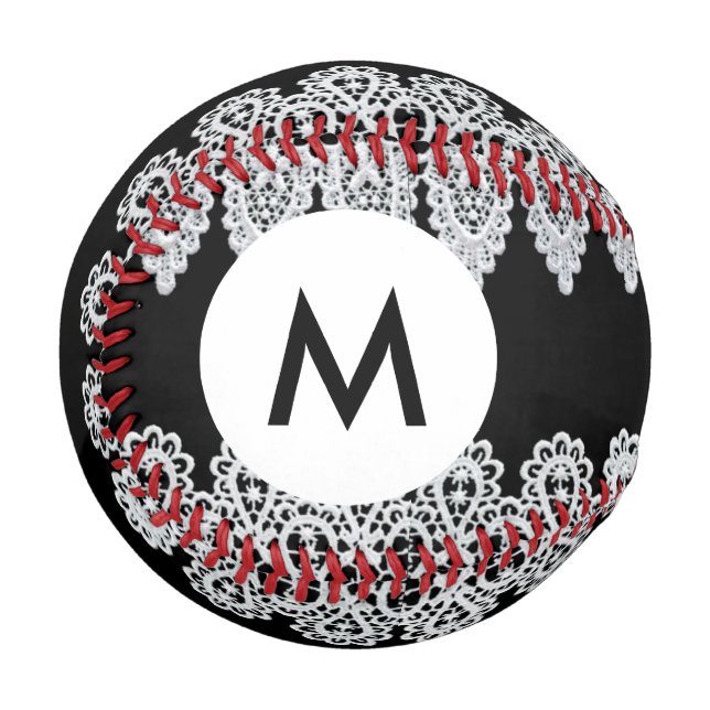 Pelota De Béisbol Monograma Lazo blanco (Anverso izquierdo)