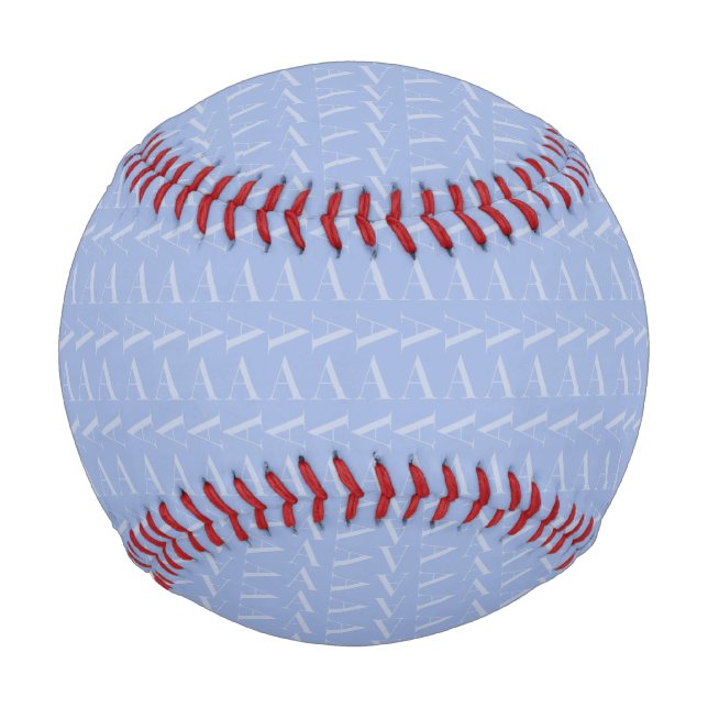 Pelota De Béisbol Monograma Letra inicial A, azul (Anverso)