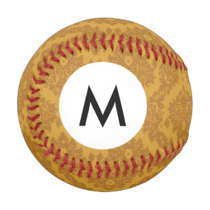 Pelota De Béisbol Monograma Lujo Damasco Dorado