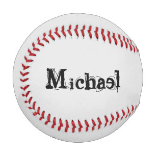 Pelota De Béisbol Monograma minimalista moderno con nombre gris negr