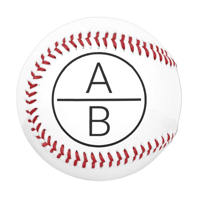 Pelota De Béisbol Monograma moderno de dos iniciales (Anverso izquierdo)