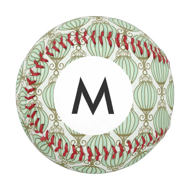 Pelota De Béisbol Monograma Motton Blue Pattern (Anverso izquierdo)