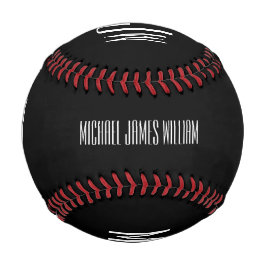 Pelota De Béisbol Monograma Nombre Negro Moderno