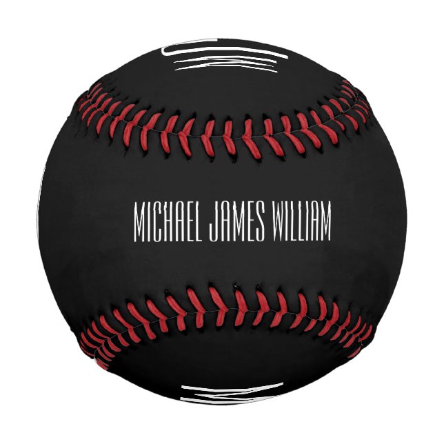 Pelota De Béisbol Monograma Nombre Negro Moderno (Anverso)