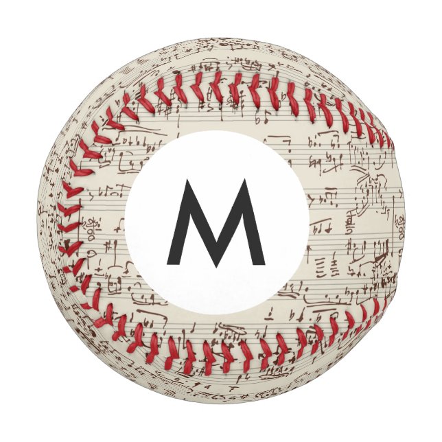 Pelota De Béisbol Monograma Notas musicales (Anverso izquierdo)