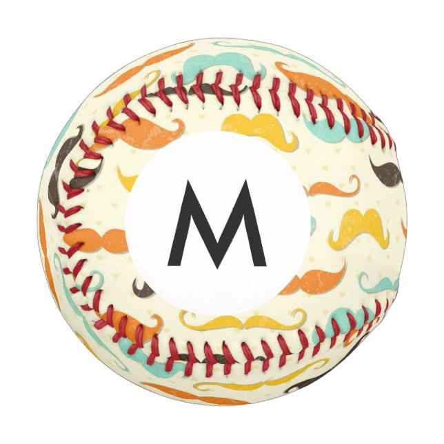 Pelota De Béisbol Monograma Patrón de bigote 3 (Anverso izquierdo)
