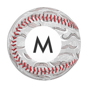 Pelota De Béisbol Monograma Patrón de bigote de moda