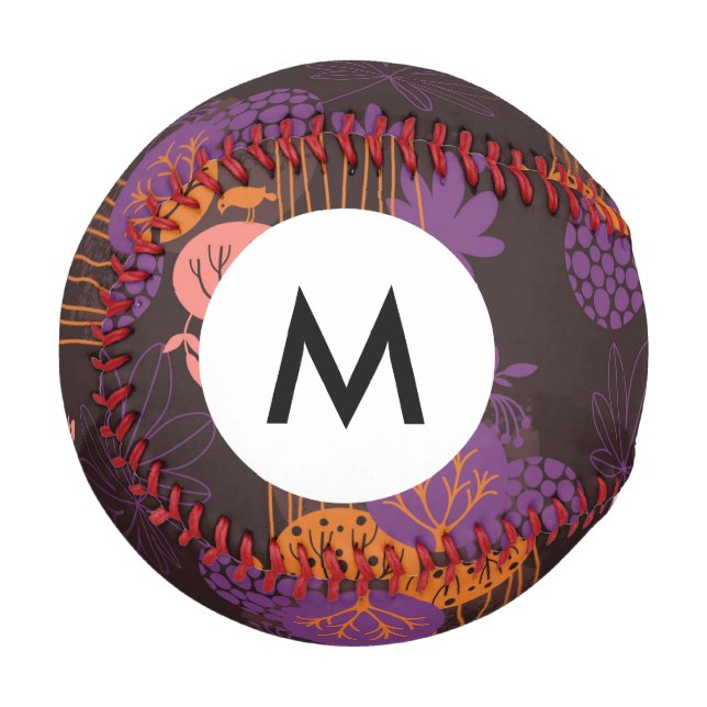 Pelota De Béisbol Monograma Patrón floral 2 2 (Anverso izquierdo)
