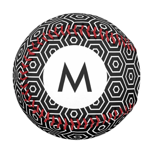 Pelota De Béisbol Monograma Patrón geométrico de textura Hexagons (Anverso izquierdo)
