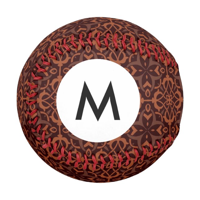 Pelota De Béisbol Monograma Patrón geométrico étnico moderno (Anverso izquierdo)