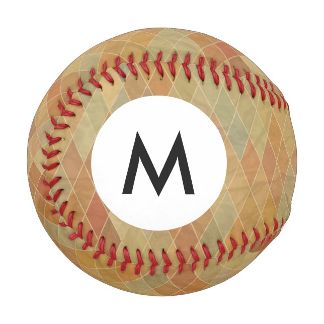 Pelota De Béisbol Monograma Patrón geométrico retro 2 (Anverso izquierdo)