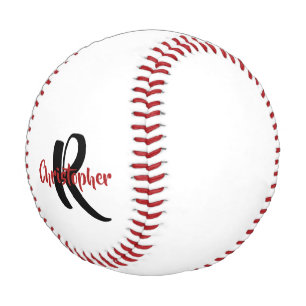 Pelota De Béisbol Monograma Personalizado Nombre Béisbol Blanco