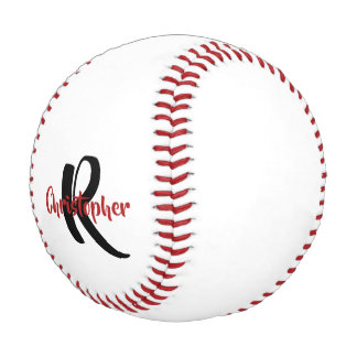 Pelota De Béisbol Monograma Personalizado Nombre Béisbol Blanco
