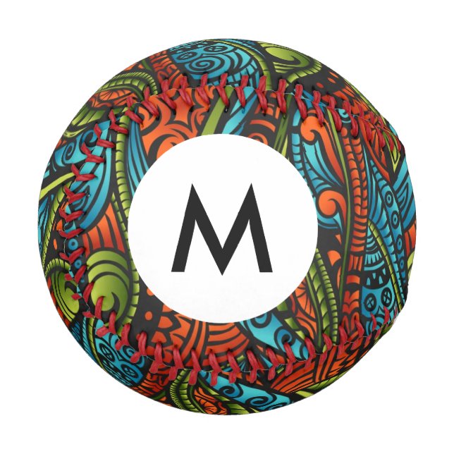 Pelota De Béisbol Monograma Resumen de fondo de escritorio étnico (Anverso izquierdo)