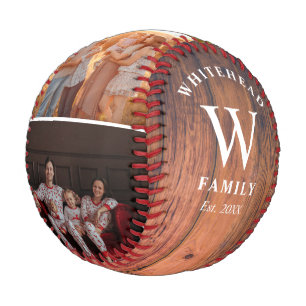 Pelota De Béisbol Monograma Rústico Collage de fotos Madera Béisbol