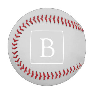 Pelota De Béisbol Monograma Simple Gris Claro