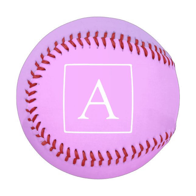 Pelota De Béisbol Monograma simple | Ombre rosa/morado sutil (Anverso izquierdo)