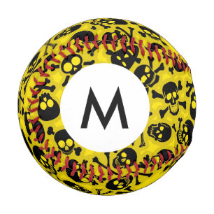 Pelota De Béisbol Monograma Skull & Crossbone Pattern