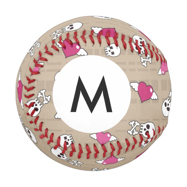 Pelota De Béisbol Monograma Skulls (Anverso izquierdo)