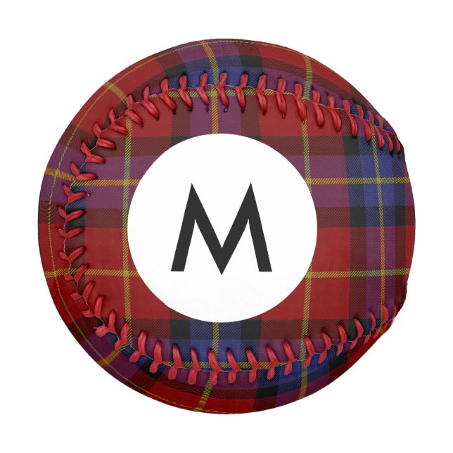 Pelota De Béisbol Monograma Tartán (Anverso izquierdo)