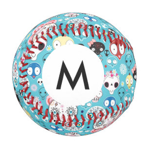 Pelota De Béisbol Monograma Textura del cráneo de risa