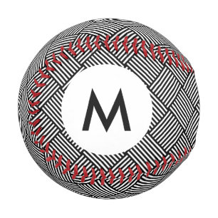 Pelota De Béisbol Monograma textura geométrica comprobada