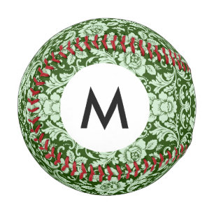 Pelota De Béisbol Monograma Un antiguo damasco floral