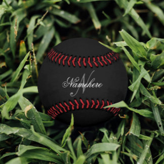 Pelota De Béisbol Monograma único personalizado de nombre blanco y n