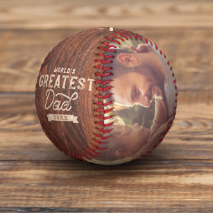 Pelota De Béisbol Monograma y foto de madera de papá más grande del 