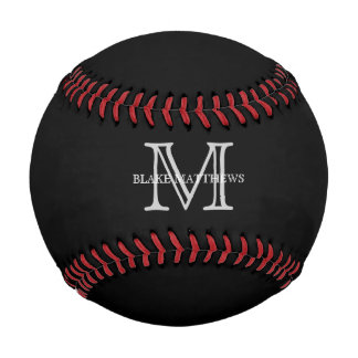 Pelota De Béisbol Monograma y nombre del Personalizado clásico negro