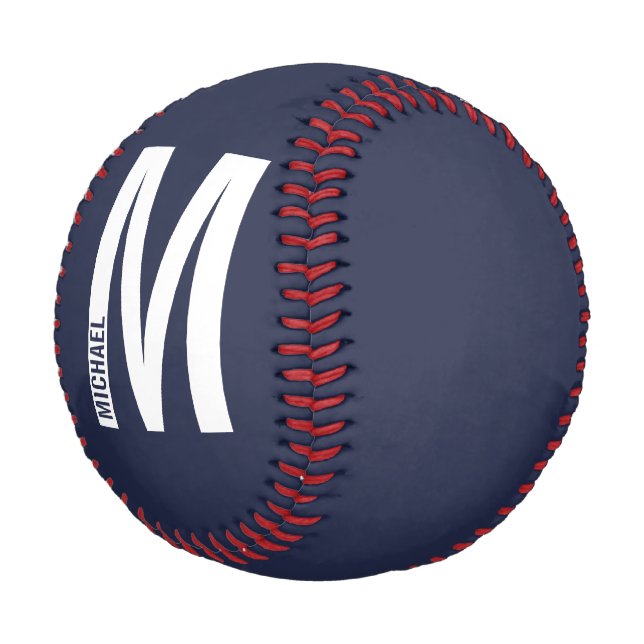 Pelota De Béisbol Monograma y nombre negrita personalizado moderno (Angular)