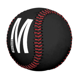 Pelota De Béisbol Monograma y nombre negrita personalizado moderno