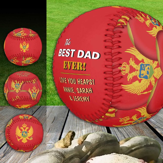 Pelota De Béisbol Montenegro Mejor Papá, patriótico, bandera de Mont (Subido por el creador)