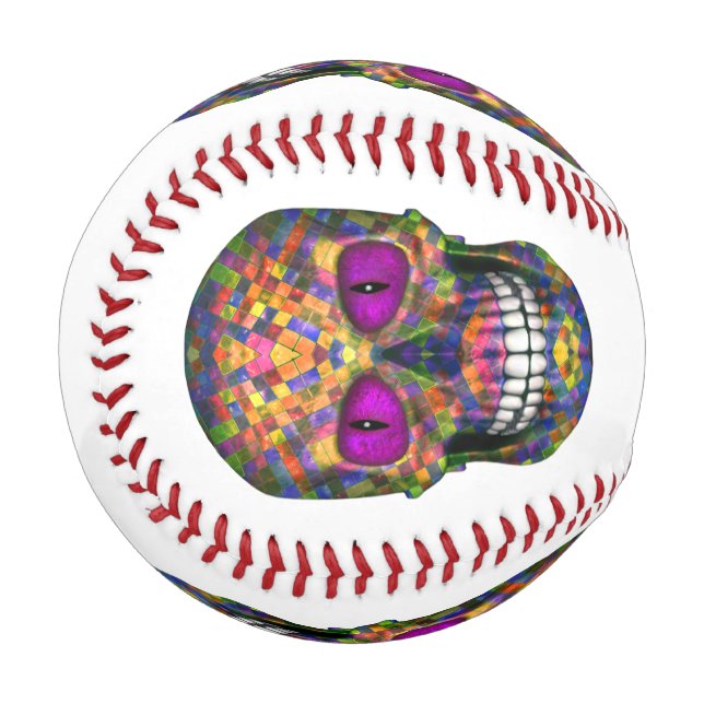 Pelota De Béisbol Mosaico púrpura Sugar Skull Zombie (Anverso izquierdo)