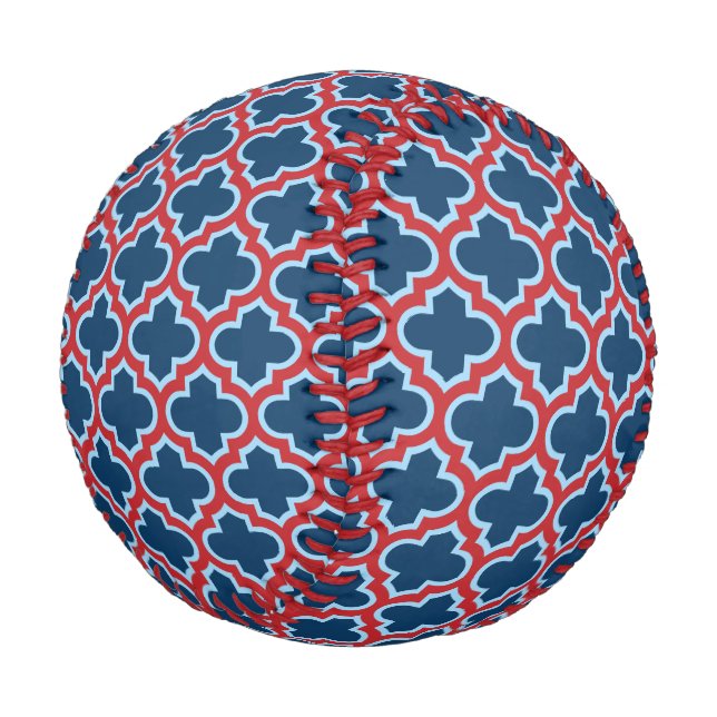 Pelota De Béisbol Mosaicos marroquíes azules y rojos, Entramado, Cua (Angular)