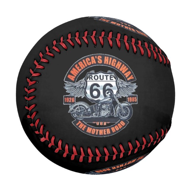 Pelota De Béisbol Motocicletas y Ruta 66 (Reverso derecho)