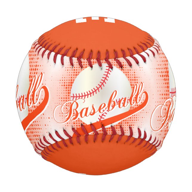 Pelota De Béisbol Naranja | Deportes de béisbol Retro Blanco (Reverso)