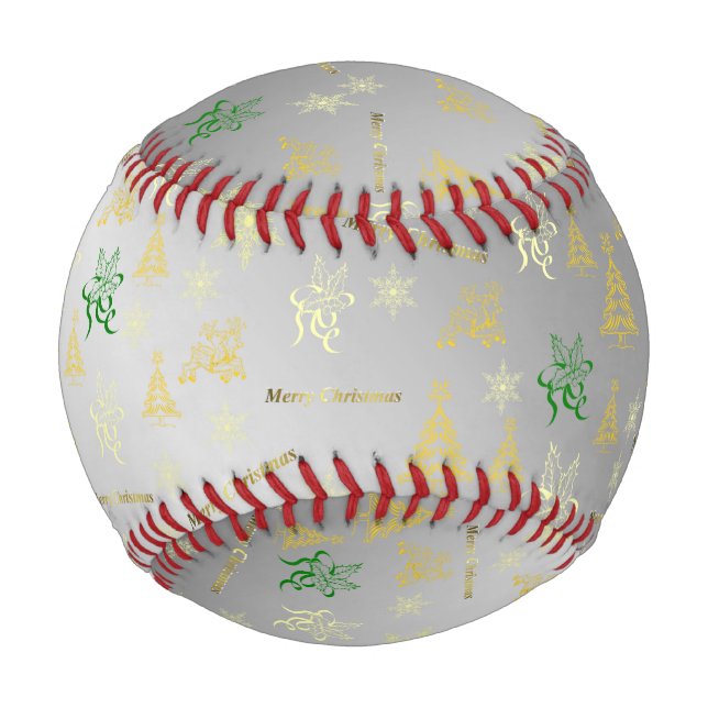 Pelota De Béisbol navidad alegre plateada (Reverso)
