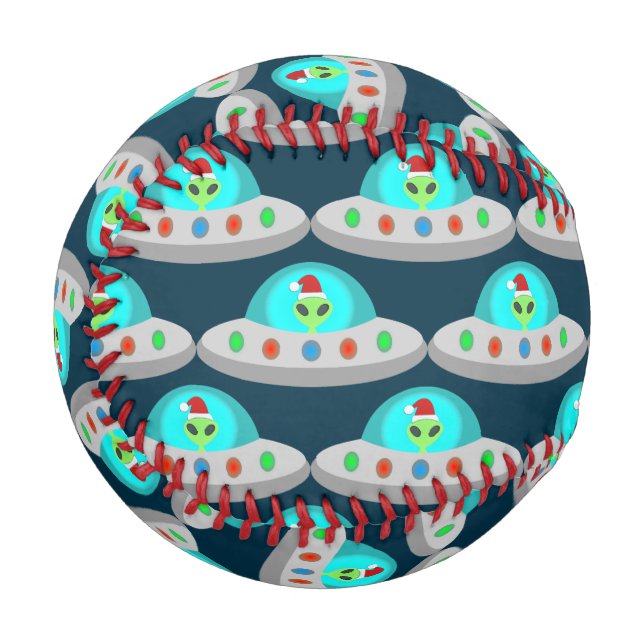 Pelota De Béisbol Navidades OVNI Ho Ho Alien volador (Anverso izquierdo)