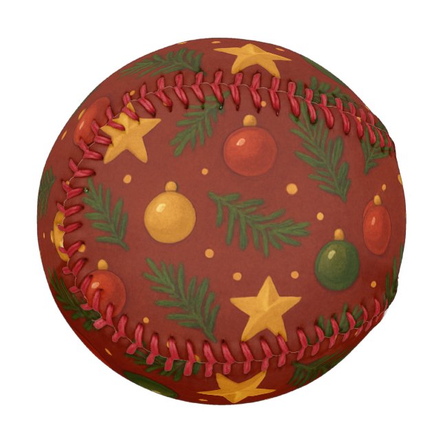Pelota De Béisbol Navidades rojos personalizados - Regalo festivo (Reverso derecho)