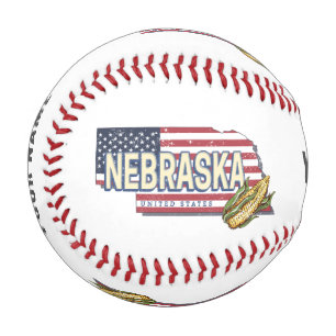 Pelota De Béisbol Nebraska Estados Unidos Retro State Map Vintage US
